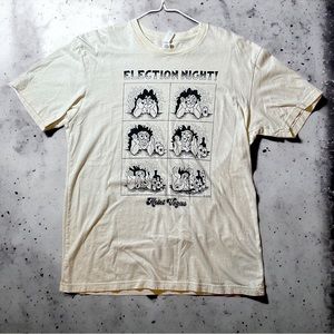 Men’s screen printed "election night” t-shirt Austin,Tx artist billie buck L